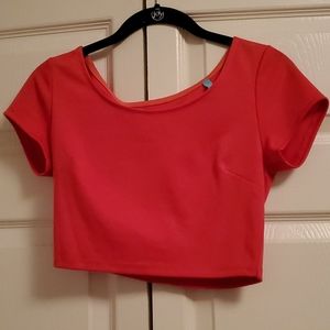 NWOT Adorable orange crop top with heart cut out❤